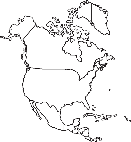 Printable North America Blank Map (552x599), Png Download