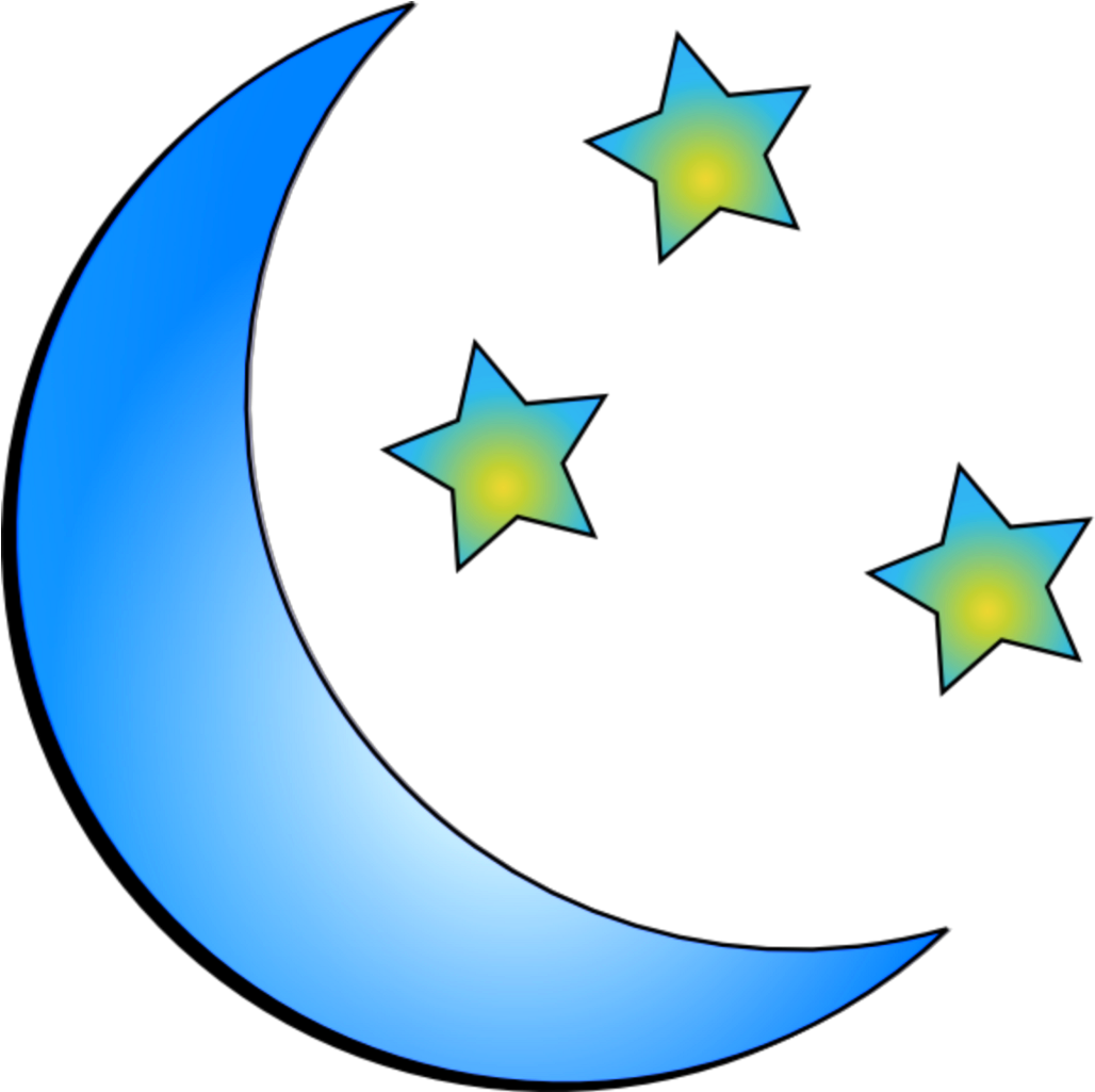 Ftestickers Stars Moon Crescent Blue - Clip Art (1063x1024), Png Download
