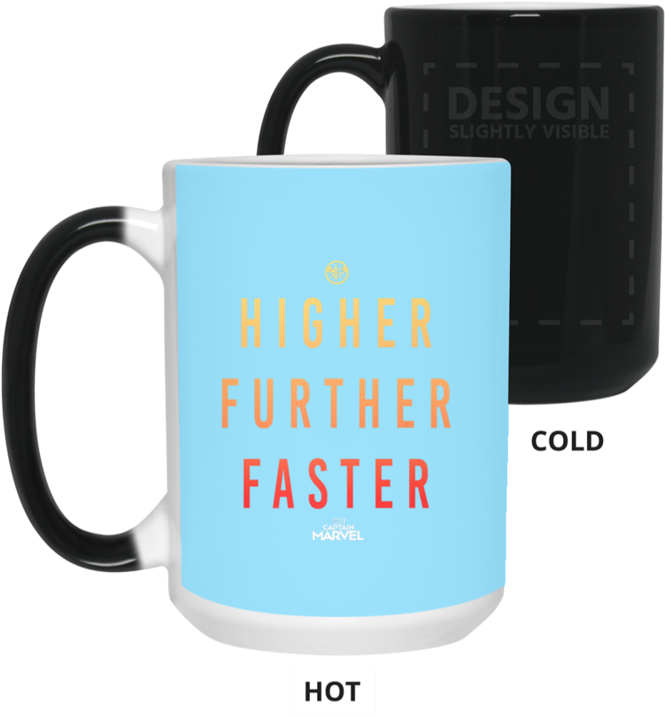 Marvel Captain Marvel Movie Higher Faster Color Changing - Mug (1024x1024), Png Download