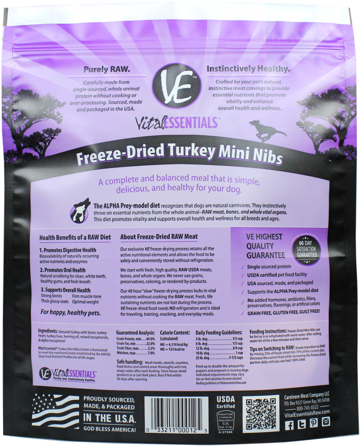 Vital Essentials Freeze Dried Grain Free Turkey Mini - Vital Essentials Freeze-dried Food Mini Nibs (866x1000), Png Download