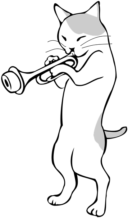 Trumpet Cat (540x720), Png Download