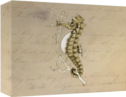 Old Fashioned Seahorse On Vintage Paper Background - Vintages Seepferd Fotodruck (674x516), Png Download