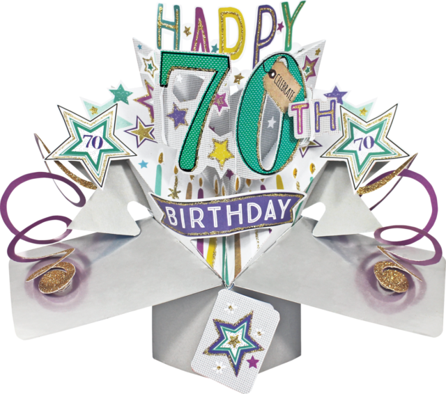70th Birthday 3d Pop Up Card By Second Nature - 70th Birthday Cards Men (640x566), Png Download