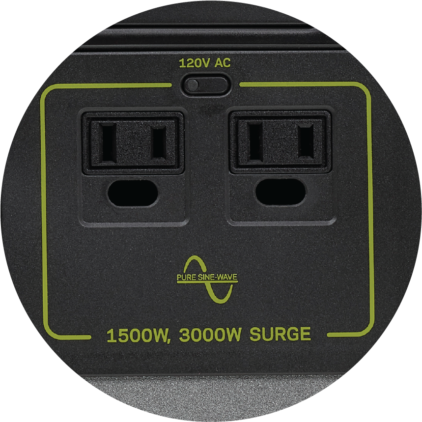 Two 120v Pure Sine Wave Ac Inverter Ports With 1500w, - Subwoofer (887x886), Png Download