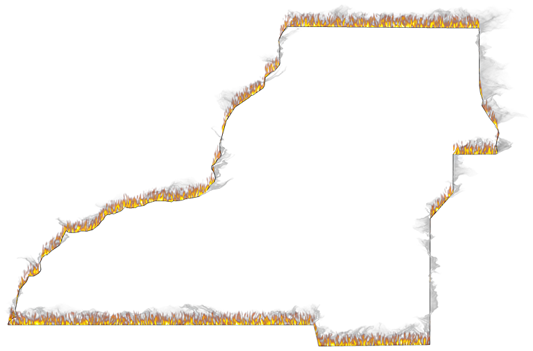 A Flame And Smoke Outline Map Of Leon - Illustration (768x506), Png Download