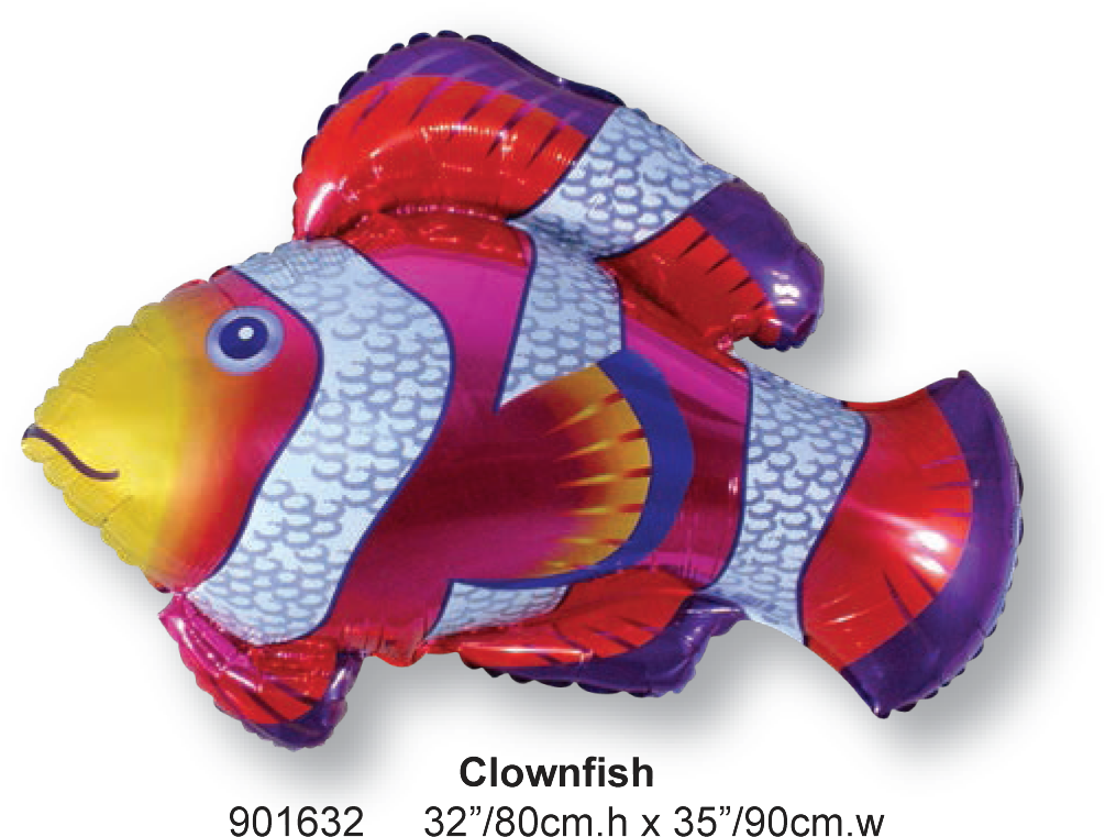Clownfish - Clownfish Shaped 26" Foil Balloons (2 Pack, 1 Of Each (1400x1400), Png Download