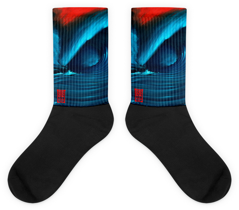 Red Wave 1 Black Foot Socks Socks - Sock (1000x1000), Png Download