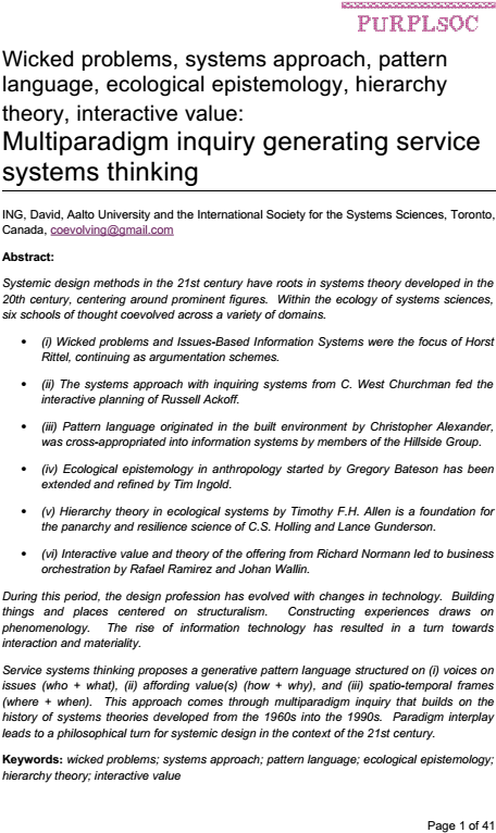 Wicked Problems, Systems Approach, Pattern Language, - Methodology (595x842), Png Download