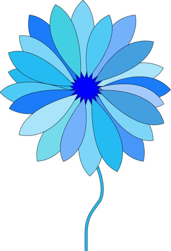 Flowers Vectors Clipart Animated - Cartoon Flowers Blue (600x880), Png Download