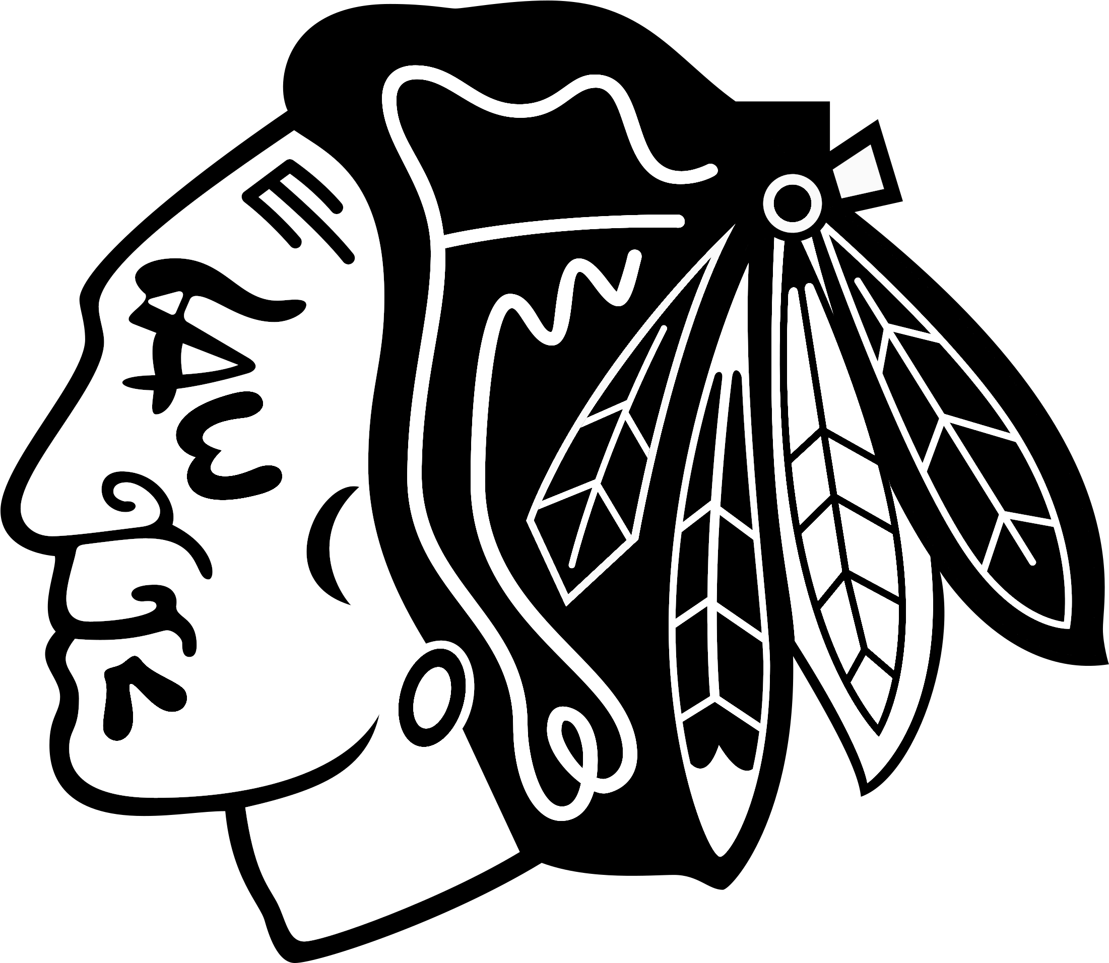 Blackhawks Logo Black And White - Red Indian Sports Logo (2400x2111), Png Download