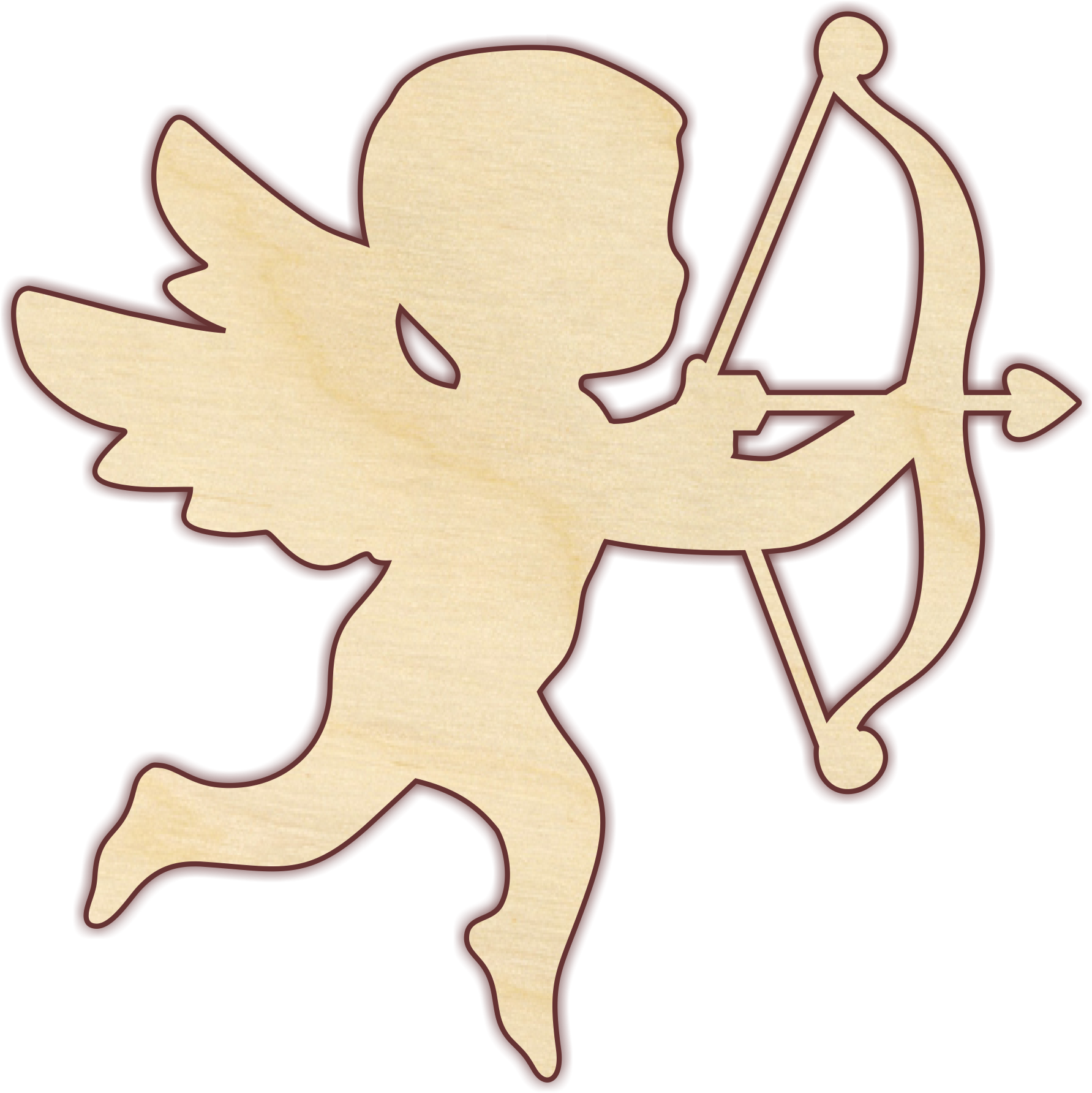 Cupid With Bow And Arrow Unfinished Wood Cut From 1/4" - Christmas Day (1801x1801), Png Download