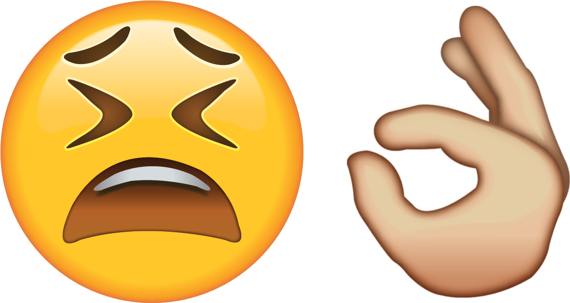 Weary Face Emoji - Ok Hands Emoji Png (1280x640), Png Download