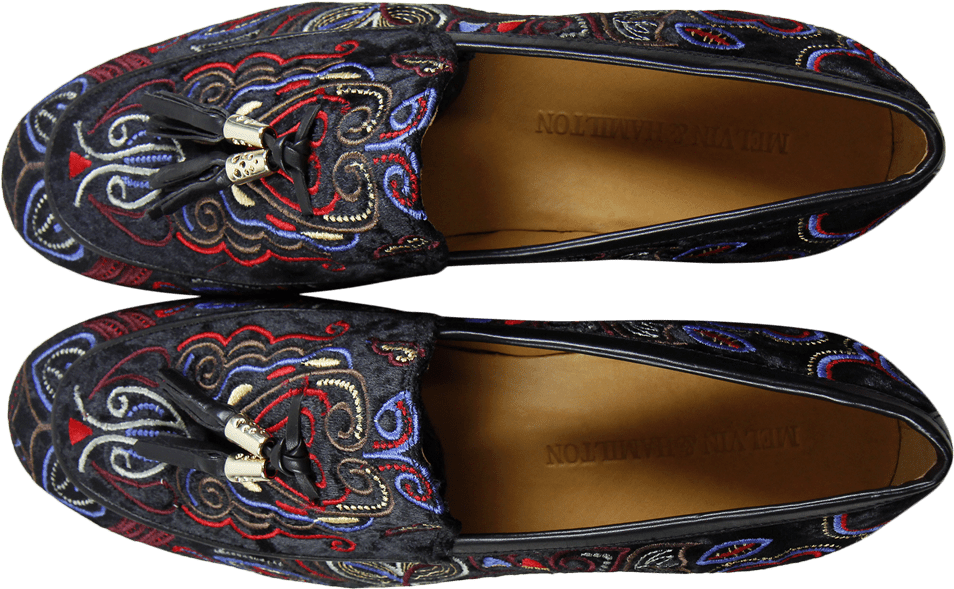 Loafers Clive 3 Velvet Black Tassel Black Gold Metal - Slipper (1024x1024), Png Download