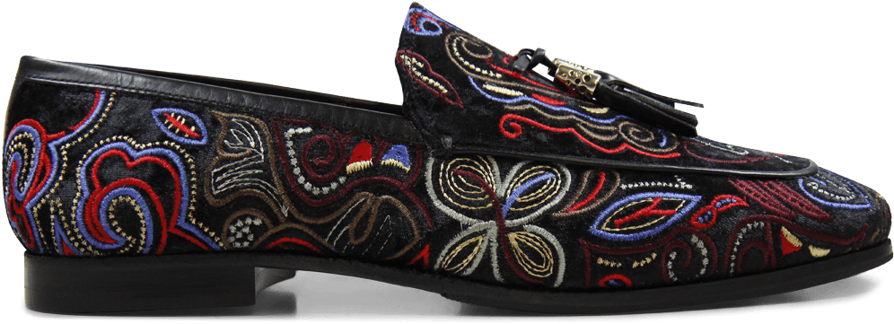 Loafers Clive 3 Velvet Black Tassel Black Gold Metal - Slip-on Shoe (1024x1024), Png Download