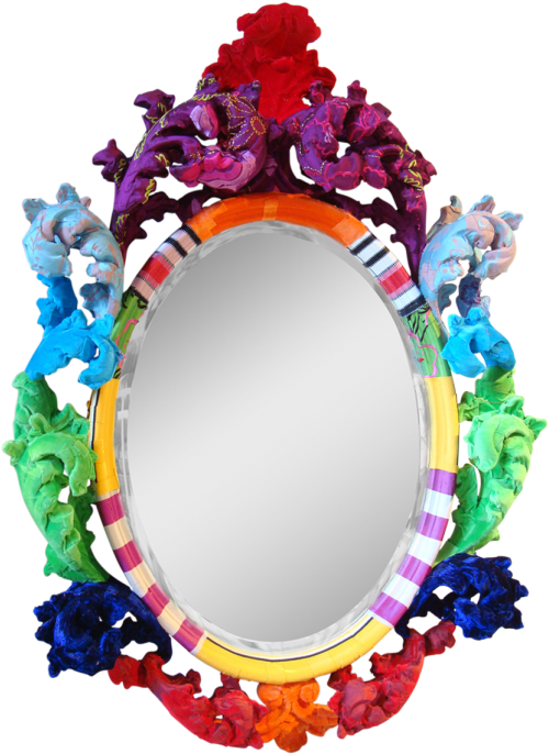 Fabric Covered Baroque Mirror - Mirror (555x736), Png Download