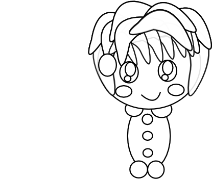 Anime Character Art 35 Black White Line Art 555px - Character (555x555), Png Download