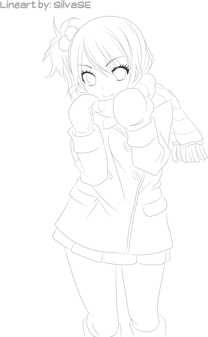 Winter Anime Lineart (842x1191), Png Download