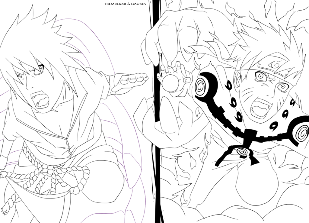 Download Lineart Sasuke  Naruto Vs Sasuke Lineart PNG Image with No