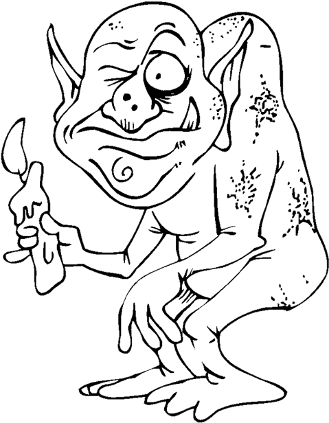 Goblin Coloring Page - Kid Coloring Pages Goblin Halloween (558x756), Png Download