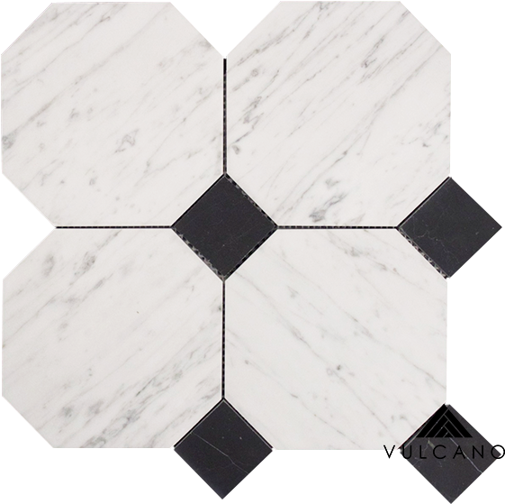 Carrara C & Nero Marquina Large Octagon & Dot - Nero Marquina Marble (591x591), Png Download