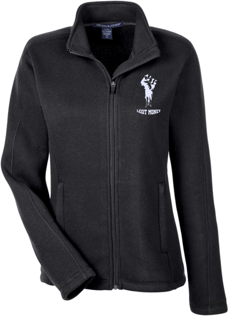 Legit Money Fist Ladies Full Zip Sweater Fleece - Devon & Jones (1024x1024), Png Download