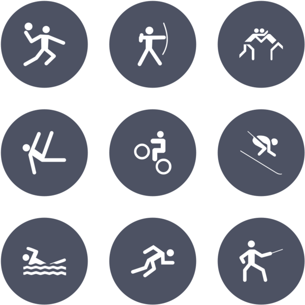 Sports Icon In Style Flat Circle White On Blue Gray - Icon (660x660), Png Download