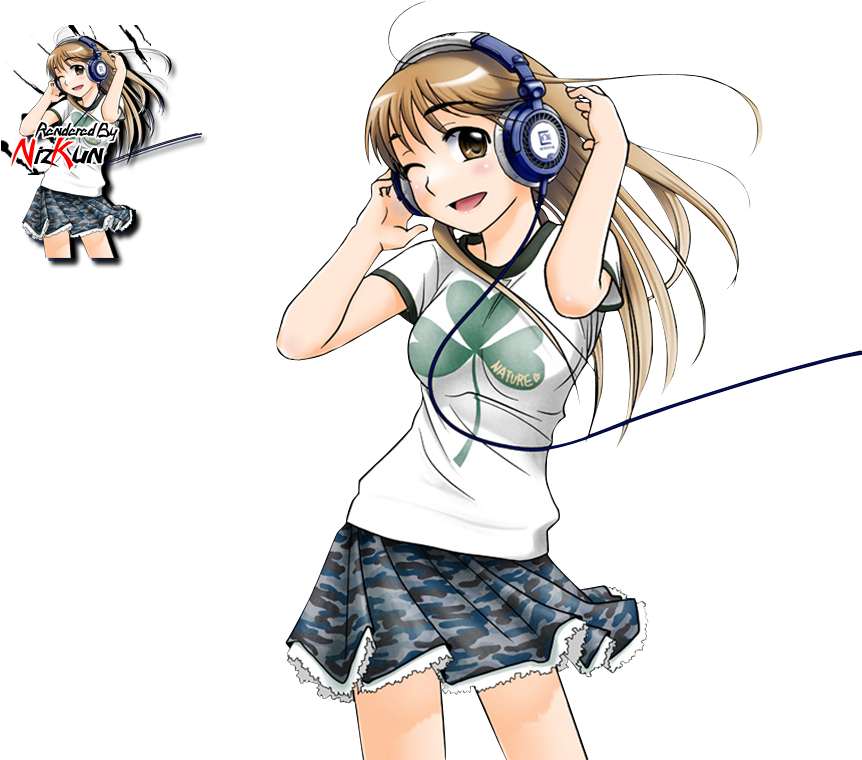 Anime Music Girl Png (983x800), Png Download