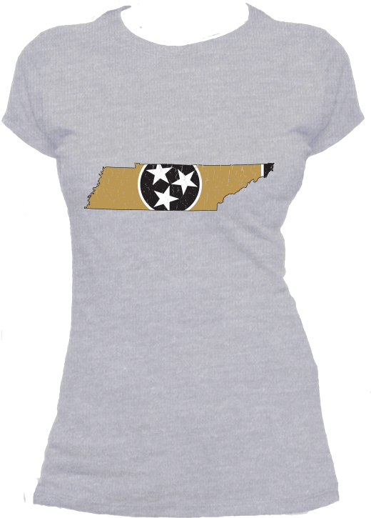 Tennessee Flag State Outline Gold Womens Short Sleeve - Oh Captain My Captain Shirt (1000x1000), Png Download