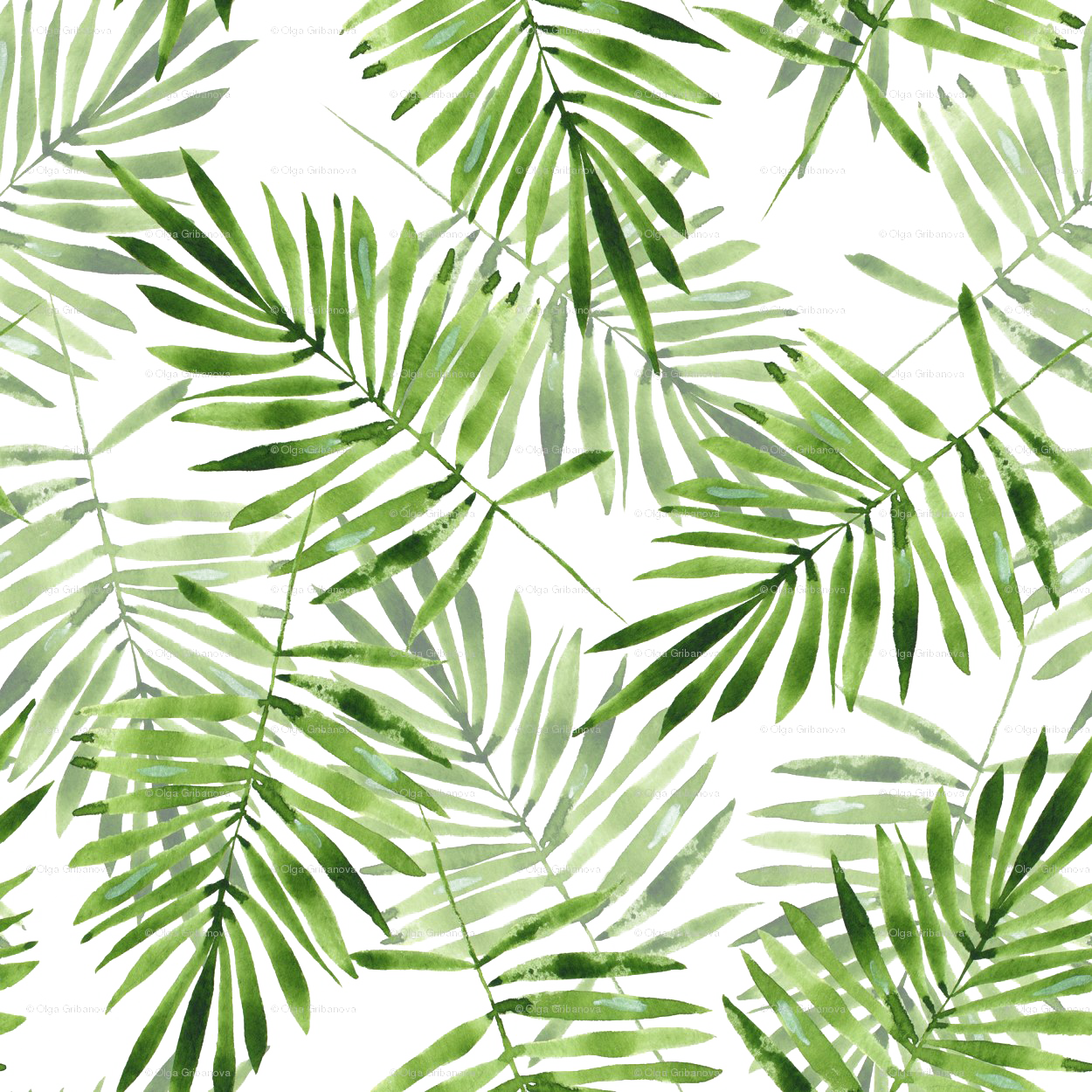 Green Palm Leaves Png Transparent - Palm Leaves Pattern Png (1250x1250), Png Download