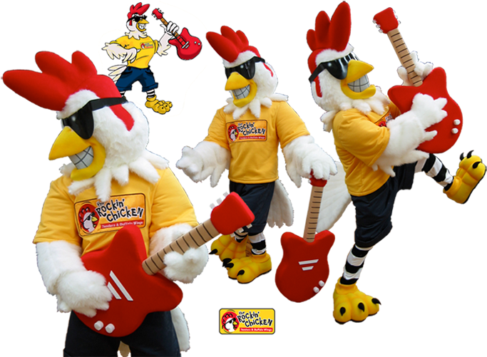 Bird Rockin Chicken - Rockin Chicken Mascot (700x500), Png Download