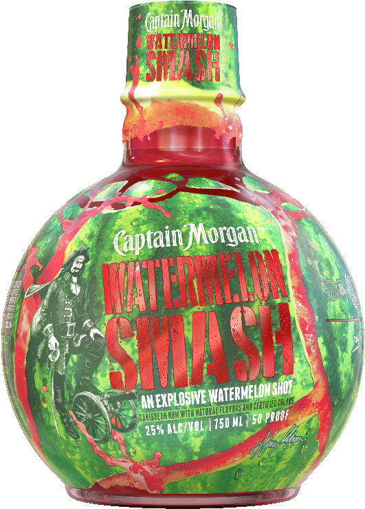 The Explosively Delicious, Watermelon-flavored Rum - Captain Morgan Watermelon Smash (779x761), Png Download