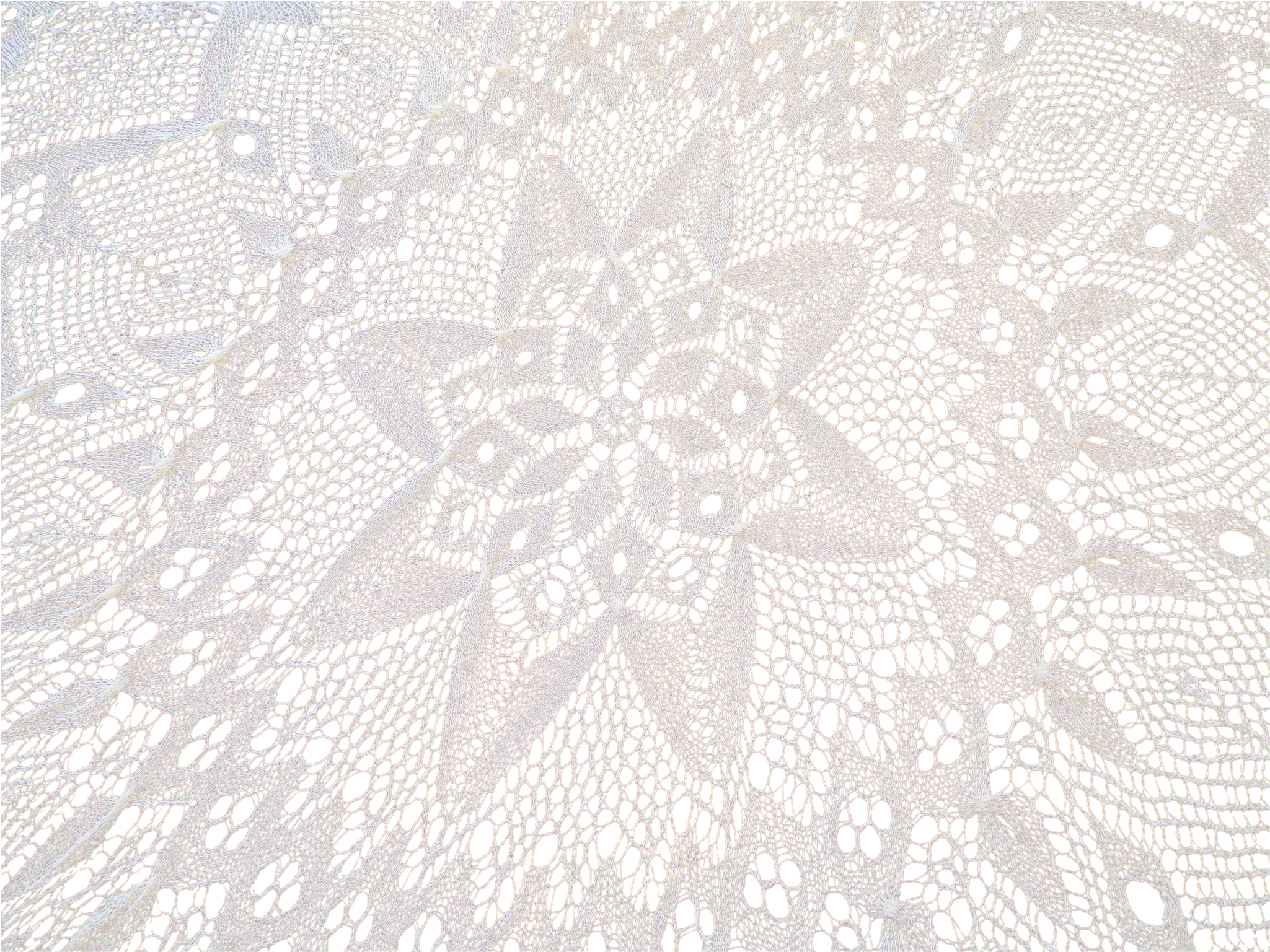 Vintage Ecru Hand Knitted Fine Lace Round Tablecloth - Placemat (2048x2048), Png Download