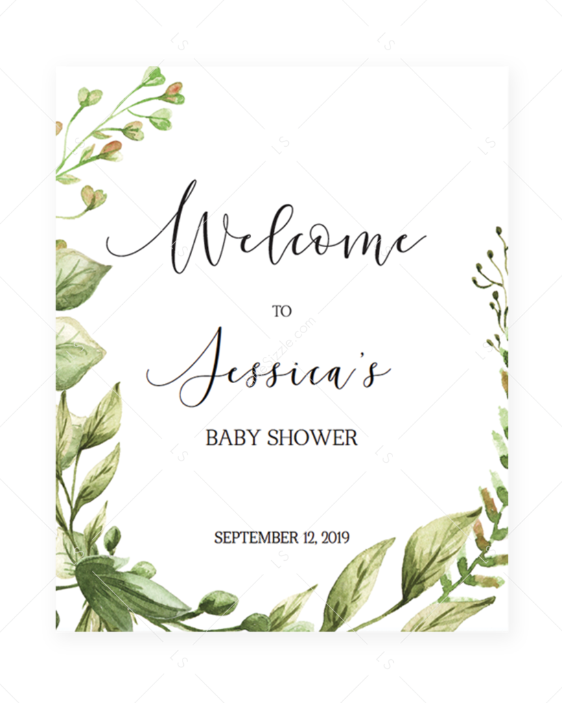 Welcome To Baby Shower Sign Editable Pdf Template Green - Baby Shower (819x1024), Png Download