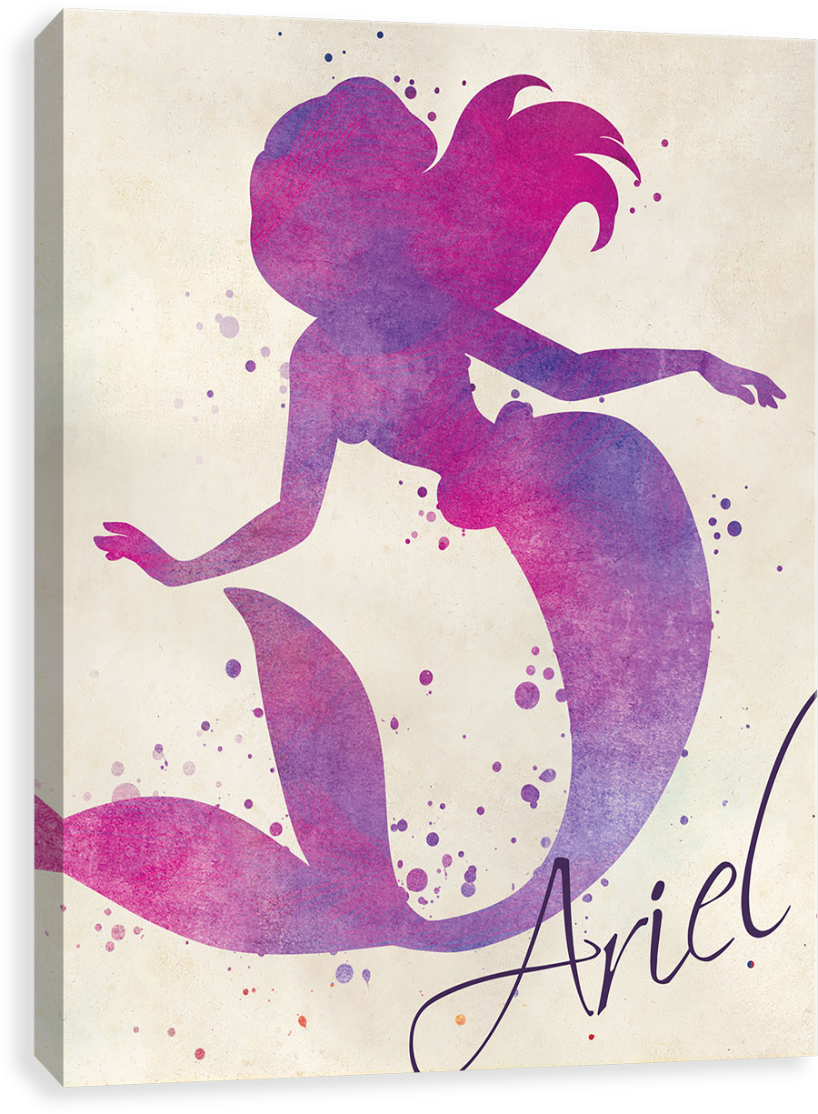 Color Splatter - Ariel - Canvases By Entertainart - The Little Mermaid Ariel (1280x1280), Png Download
