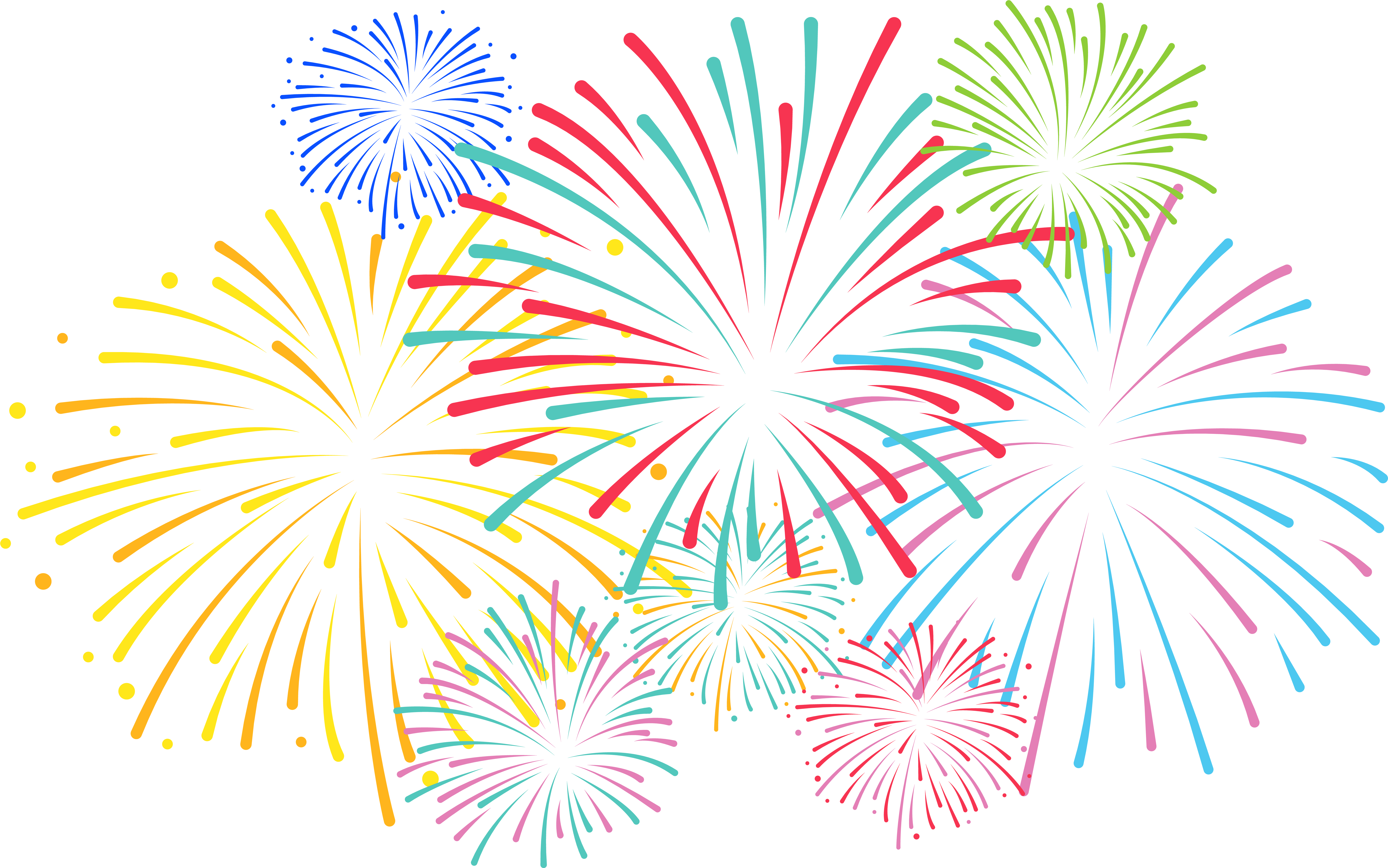 Png Royalty Free Library Fireworks Clip Art Gallery - Transparent Background Fireworks Clipart (8000x5006), Png Download
