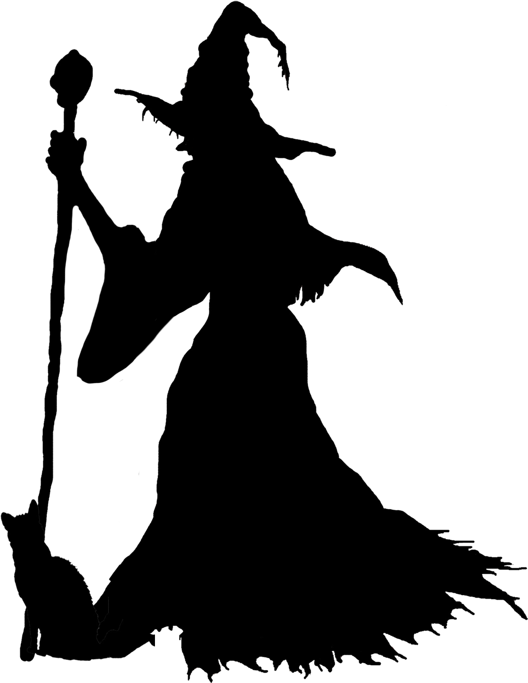 Silhouette Halloween Cat At Getdrawings - Witch Hd (1177x1476), Png Download
