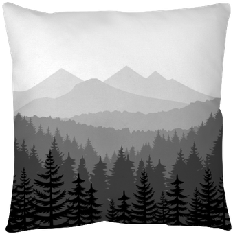 Pine Forest And Mountains Vector Backgrounds Pillow - Bosque De Pinos Vector (400x400), Png Download