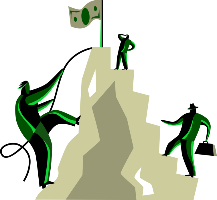 Vector Illustration Of Business Associates Climb Mountain - Vector Graphics (758x700), Png Download