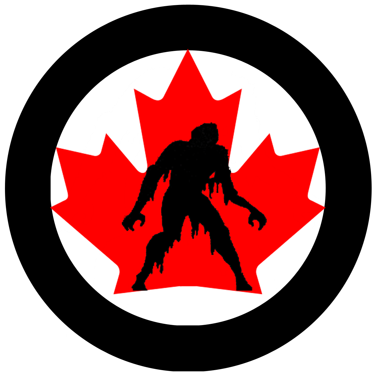 The Badge Shows The Zombie Silhouette From The Arms - Canadian Flag (1211x1211), Png Download