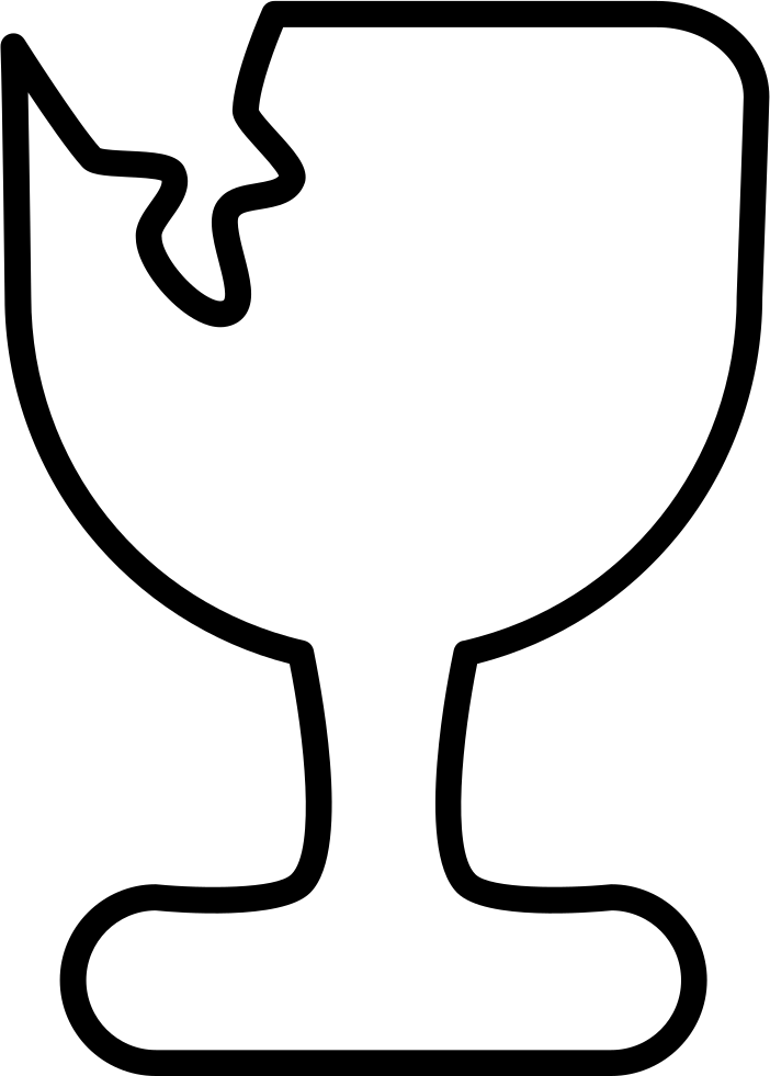 Broken Glass Of Fragile Logistics Content Outlined - Icon (702x981), Png Download