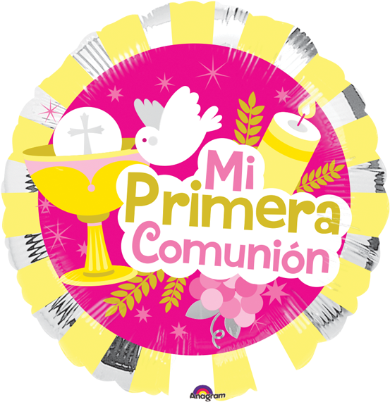 Mi Primera Comunión Rosa 18 Pulg - 18" Mi Imera Comunion Elements Balloon - Mylar Balloons (600x600), Png Download