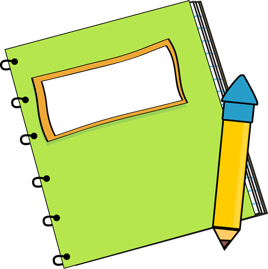 Green Notebook With A Pencil - Pencil And Notebook Clipart (549x550), Png Download