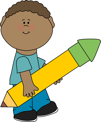 Boy Carrying Big Yellow Pencil - Boy Pencil Clipart (416x500), Png Download
