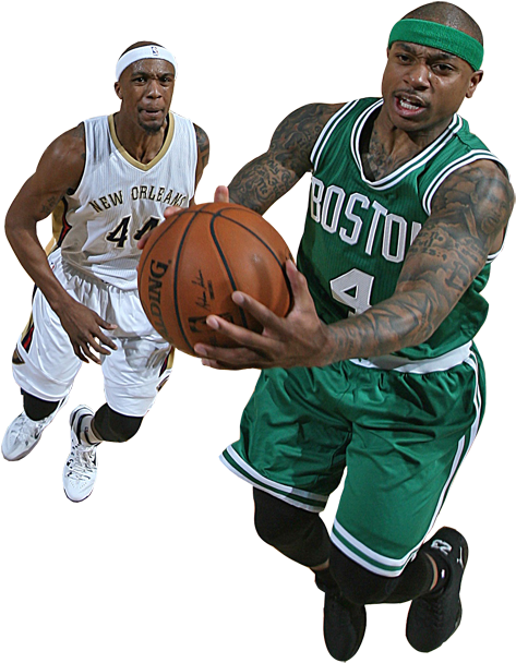Isaiah Thomas Finishes At The Rim - Boston (500x630), Png Download