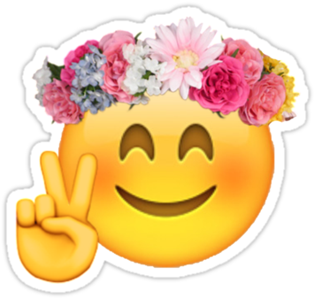 Pin By Tata On Emoji - Emoji With Flower Crown (375x360), Png Download