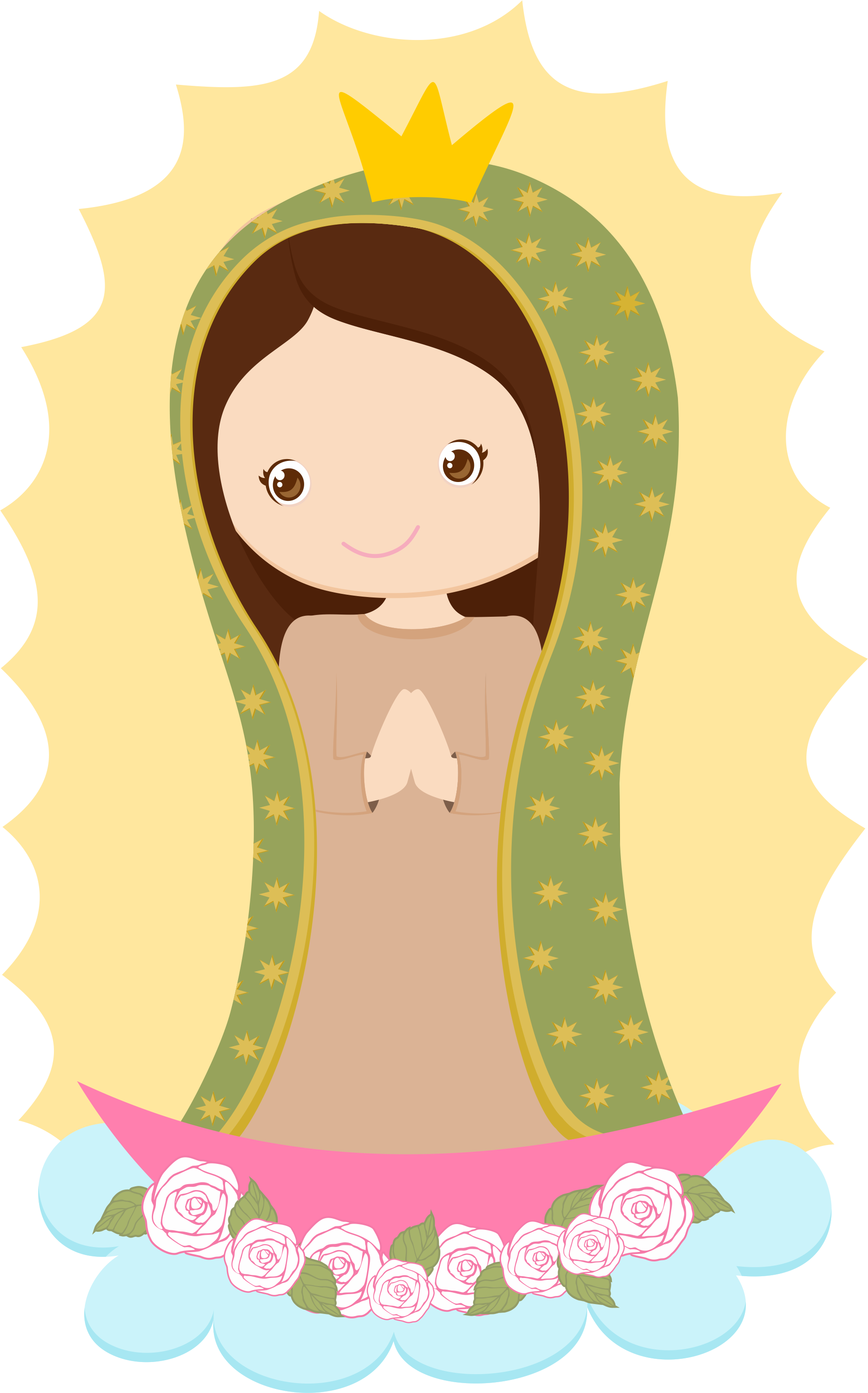 Aquí Te Dejo Algunas Imágenes O Ideas Para La Primera - Virgencita De Guadalupe Caricatura (561x900), Png Download