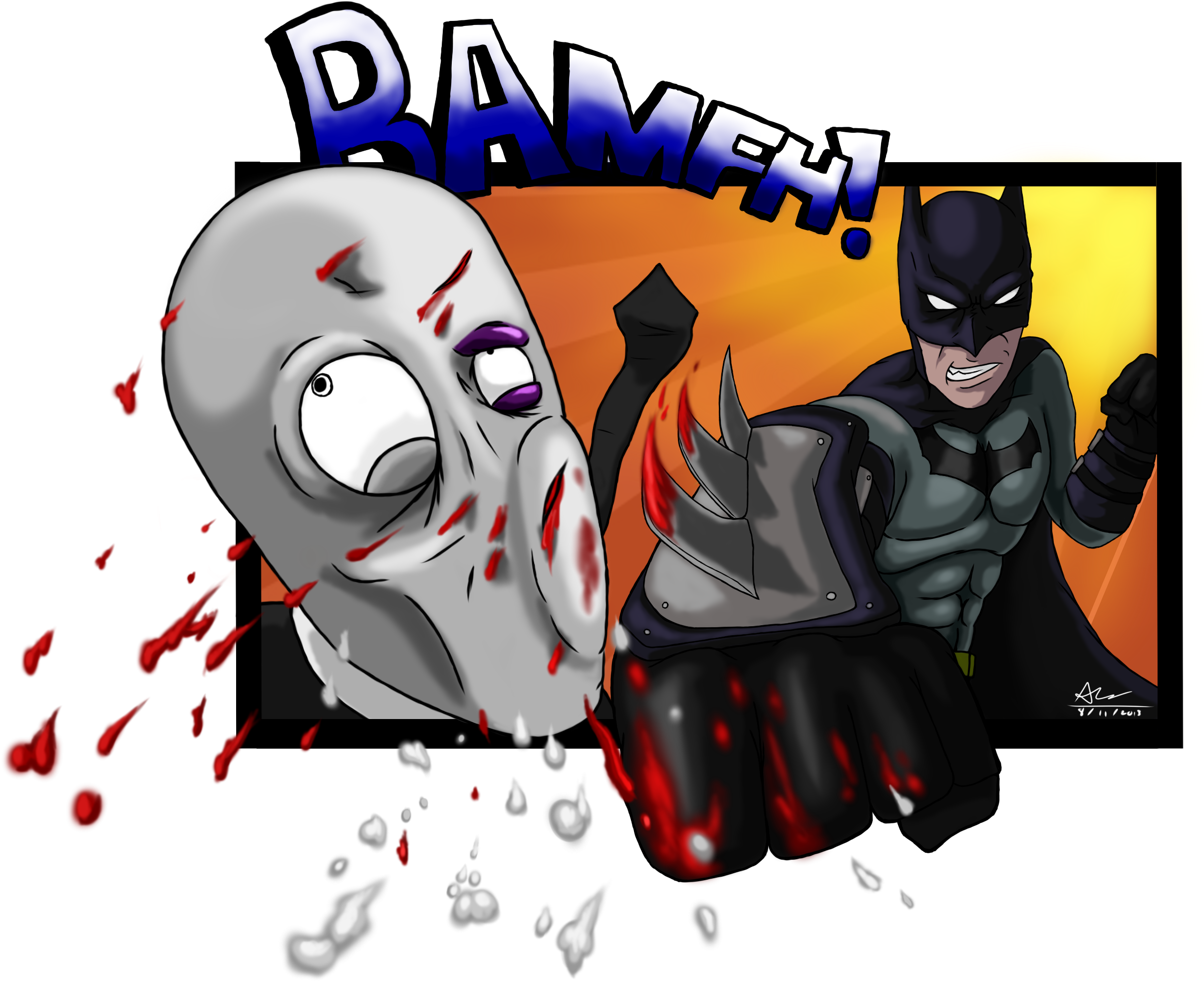 Batman Punches Slenderman - Slender Man Vs Batman (2600x2200), Png Download