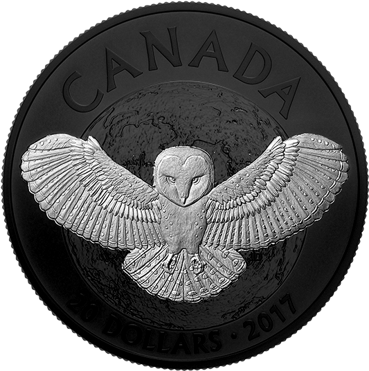*nocturnal By Nature - 2017 Ca Barn Owl 1 Oz Silver Rhodium-plated Coin (570x570), Png Download