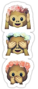 "see No Evil Monkey Emoji Hipster Flower Crown Tumblr - Emoji Wearing Flower Crown (375x360), Png Download