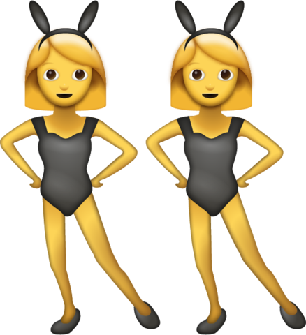 Download Women With Bunny Ears Iphone Emoji Icon In - Dancing Girls Emoji Png (438x480), Png Download